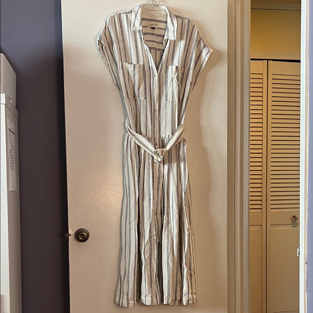 Universal Thread Cream and Black Striped Midi Dress